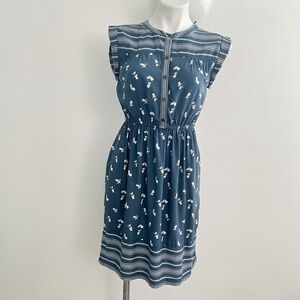 Ann Taylor Loft floral Dress XSMALL cap sleeves Blue White NWOT